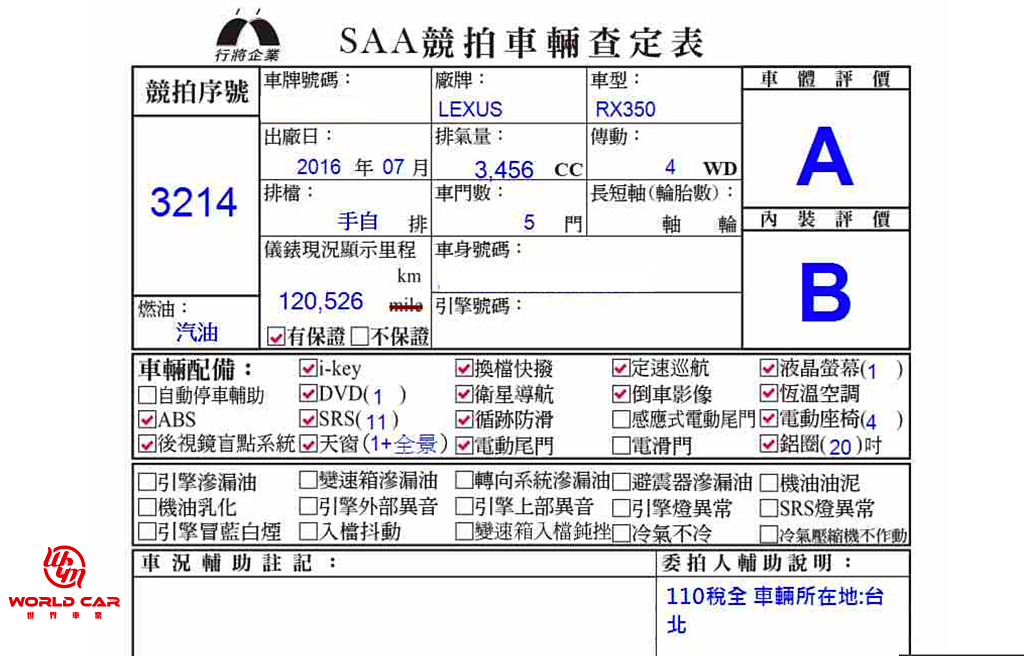 如何請WCM世界車業代標一台Lexus Rx350中古車，購買Lexus二手車建議找網友推薦的世界車業。