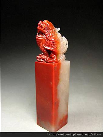 壽山石_紅杜陵_古獸章~ 壽山石_紅杜陵_古獸章~