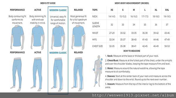 COLUMBIA SIZE CHART