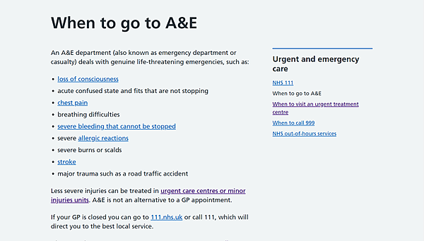 Accident and Emergency (A&E)