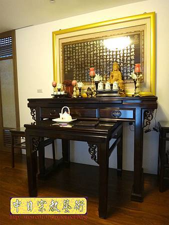 N25102.五尺一黑檀木神桌 心經木雕金箔神聯佛聯.JPG N25102.五尺一黑檀木神桌 心經木雕金箔神聯佛聯.JPG