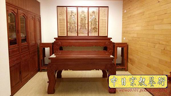 N31301.七尺佛堂佛桌神桌 西方三聖木雕佛像佛聯.jpg N31301.七尺佛堂佛桌神桌 西方三聖木雕佛像佛聯.jpg