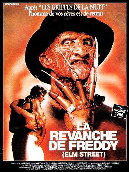 封面MV5BODVkOTg3NjItNWYwYy00ZDhlLWFkMzEtYzc5ZDlkMDIwYWY4XkEyXkFqcGdeQXVyMzM4MjM0Nzg@._V1_(A Nightmare on Elm Street Part 2-Freddy's Revenge， 1985).jpg