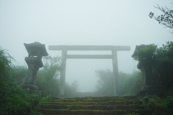 黃金神社-鳥居,霧濃。寂 靜