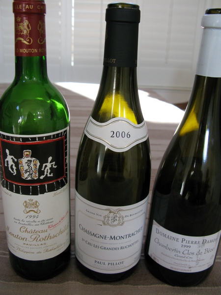 Mouton, Chassagne-Montrachet, and Chambertin Clos de Beze