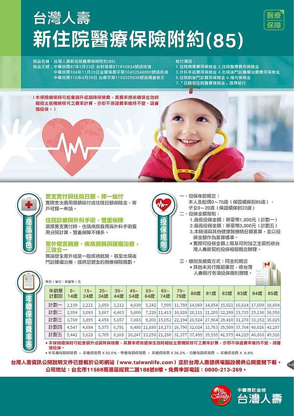 台灣人壽 新住院醫療保險附約 85 翅膀硬了的部落格 痞客邦