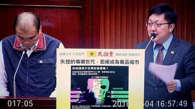 民國黨台北市議員徐世勳多次在議會質詢毒品氾濫問題。圖/民國黨提供