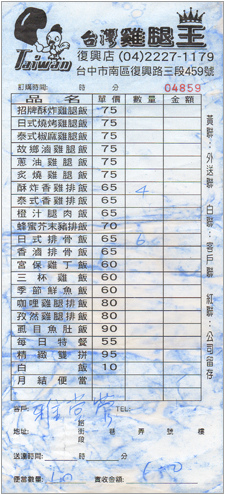 台灣雞腿王點菜單