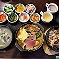 韓式小菜、愛玉、卡布奇諾、一隻蔘雞湯、部隊鍋(牛肉)、韓式拌飯(豬肉)