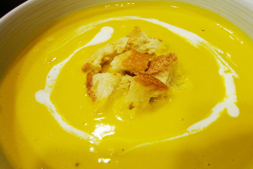 南瓜濃湯+麵包丁