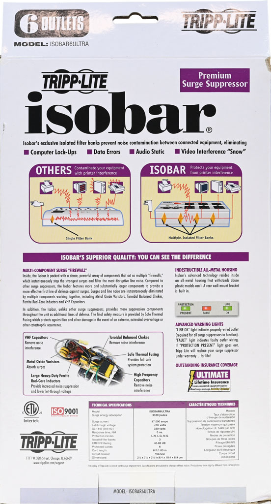 TRIPP-LITE isobar 6 Ultra六插座防突