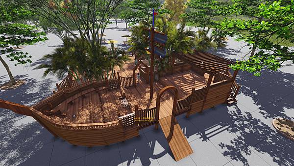 【海盜船】(PI-013 ) ---木架構  大型組合遊具 
