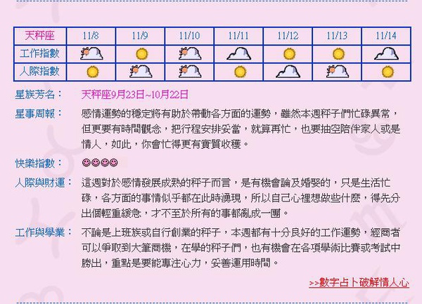 十二星座本週運勢：天秤座