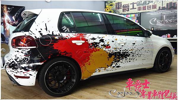 VW GOLF GTI 德國國旗三色 噴濺潑墨主題 車身彩貼 VW GOLF GTI 德國國旗三色 噴濺潑墨主題 車身彩貼