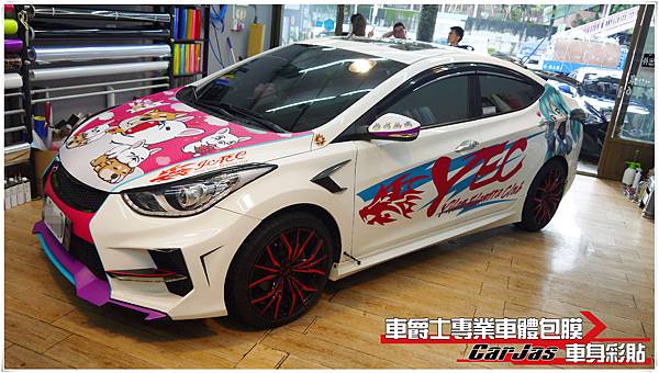 HYUNDAI ELANTRA 客製化 豆卡 引擎蓋彩貼%26; YEC 車隊%26;初音未來車身彩貼