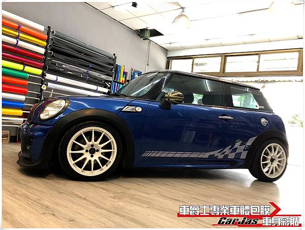 MINI COOPER R56 客製化車頂米字旗車頂彩貼%26;賽車旗風個車身彩貼