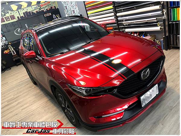 MAZDA CX-5 客製化運動線條 類全景天窗高亮黑車頂貼膜