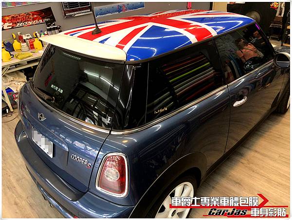 MINI COOPER 客製化英國旗車頂彩貼