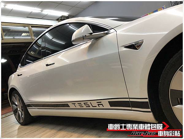 車爵士車體包膜車身彩貼-TESLA MODEL3 運動線條車身彩貼