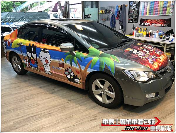 車爵士車體包膜車身彩貼-HONDA CIVIC K12三太子引擎蓋彩貼 酷企鵝車身彩貼