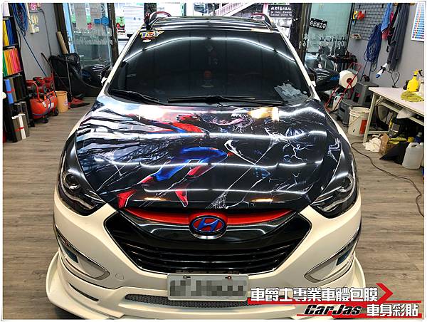 車爵士車體包膜車身彩貼-HYUNDAI ix35  客製化蜘蛛人 猛毒 引擎蓋彩貼