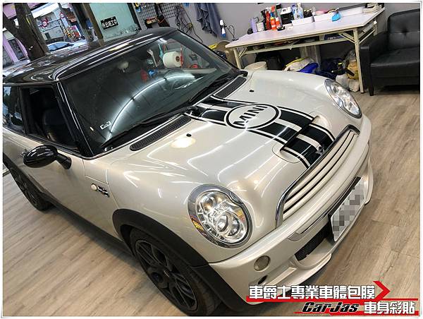 車爵士車體包膜車身彩貼-MINI COOPER 客製化運動線條車身彩貼