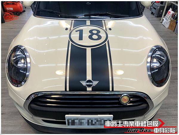 車爵士車體包膜車身彩貼-MINI COOPER 引擎蓋 運動線條車身彩貼