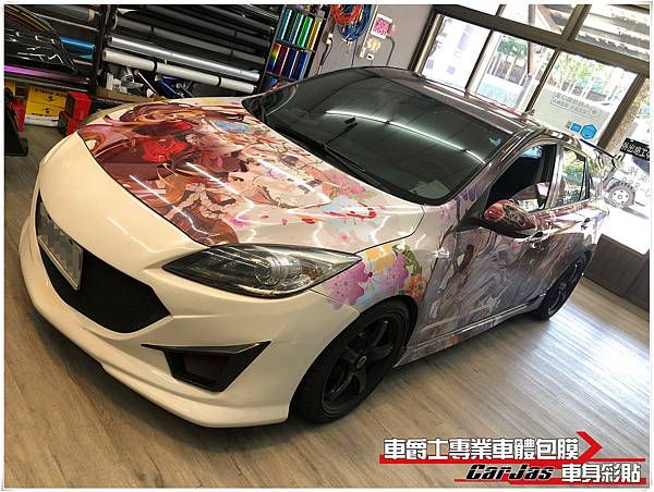 車爵士車體包膜車身彩貼-二代MAZDA3 陰陽師引擎蓋彩貼