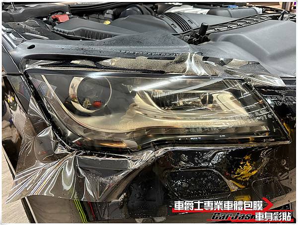 車爵士車體包膜車身彩貼-AUDI A7 大燈 尾燈 茶色燻黑TPU自體修復改色包膜