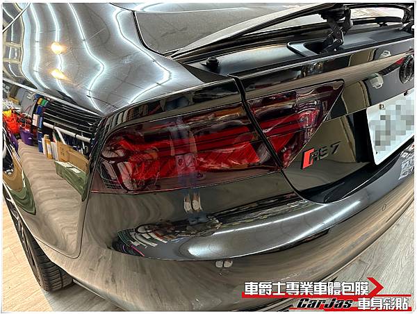 車爵士車體包膜車身彩貼-AUDI A7 大燈 尾燈 茶色燻黑TPU自體修復改色包膜