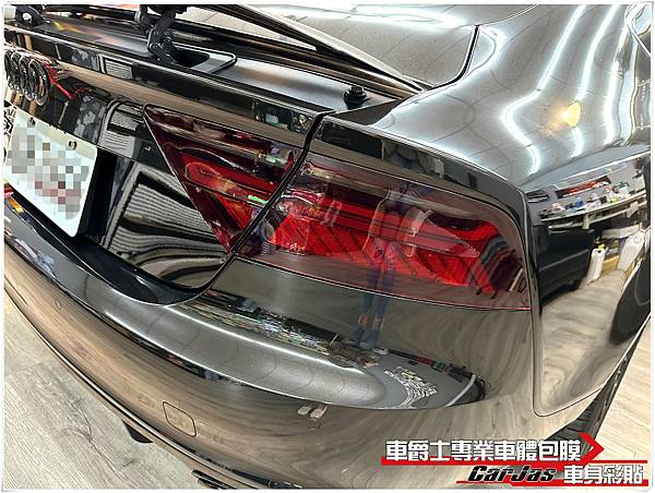 車爵士車體包膜車身彩貼-AUDI A7 大燈 尾燈 茶色燻黑TPU自體修復改色包膜