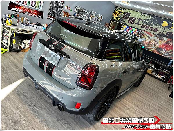 車爵士車體包膜車身彩貼-MINI COUNTRYMAN 運動線條&車頂彩貼