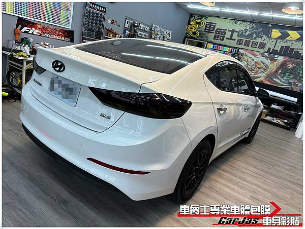 車爵士車體包膜車身彩貼-HYUNDAI ELANTRA 尾燈 深燻黑改色包膜