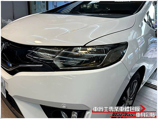 車爵士車體包膜車身彩貼-HONDA FIT 大燈 茶色燻黑改色包膜