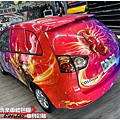 車爵士車體包膜車身彩貼-MITSUBISHI COLT PLUS 客製化冰火鳳凰全車彩貼代施工