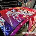 車爵士車體包膜車身彩貼-MITSUBISHI COLT PLUS 客製化冰火鳳凰全車彩貼代施工