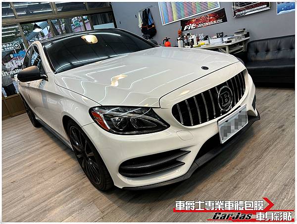 車爵士車體包膜車身彩貼-BENZ W205 大燈自體修復TPU透明犀牛皮保護包膜