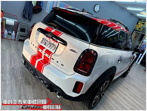 車爵士車體包膜車身彩貼-MINI COUNTRYMAN 客製化運動線條車身彩貼、車頂彩貼