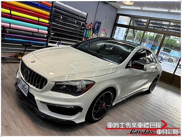 車爵士車體包膜車身彩貼-BENZ CLA250 車頭迎風面自體修復TPU透明犀牛皮保護包膜