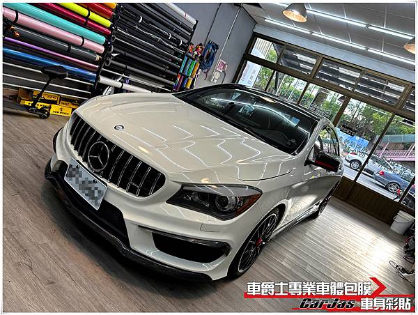 車爵士車體包膜車身彩貼-BENZ CLA250 車頭迎風面自體修復TPU透明犀牛皮保護包膜