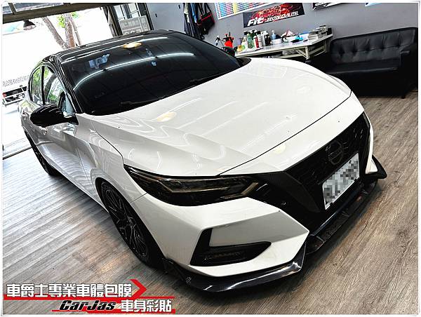 車爵士車體包膜車身彩貼-NISSAN SENTRA 大燈 茶色燻黑TPU改色包膜