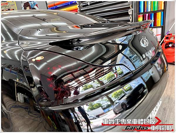 車爵士車體包膜車身彩貼-INFINITI G37S 大燈茶色燻黑、尾燈超深黑燻黑改色包膜