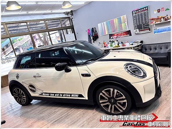 車爵士車體包膜車身彩貼-MINI COOPER 客製化車身彩貼、車頂彩貼