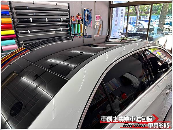 車爵士車體包膜車身彩貼-BMW 420i 窗框鍍鉻飾條高亮黑改色包膜