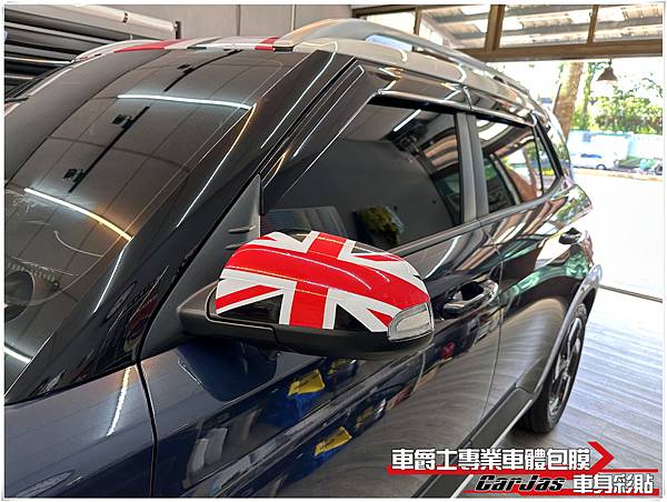 車爵士車體包膜車身彩貼-HYUNDAI VENUE 客製化米字旗車頂、後視鏡、油箱蓋彩貼