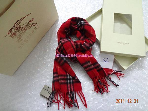 BURBERRY巴寶莉純羊絨圍巾男女士經典小格子紅色 2300 (1)_conew1