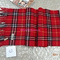 BURBERRY巴寶莉純羊絨圍巾男女士經典小格子紅色 2300_conew1