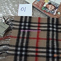 BURBERRY巴寶莉純羊絨圍巾男女士經典小格子駝色 2300 (1)_conew1