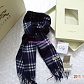 BURBERRY巴寶莉純羊絨圍巾男女士經典小格子蘭色 2300 (1)_conew1