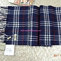 BURBERRY巴寶莉純羊絨圍巾男女士經典小格子蘭色 2300_conew1
